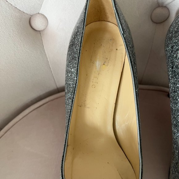 kate spade Krysta silver pewter metallic bow heels pumps shoes size 6.5 - Picture 3 of 15